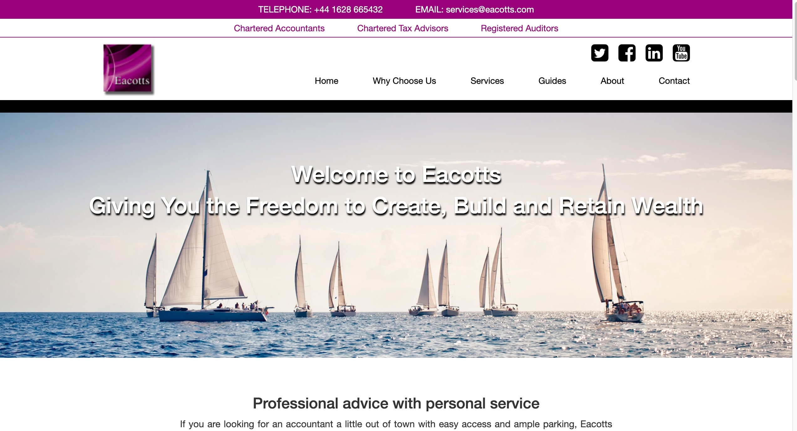 The Home Page of Eacotts Website built with a bespoke theme