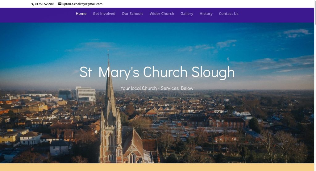 The Home page of St Marys Church In Slough - built using a off-the-shelf themed design